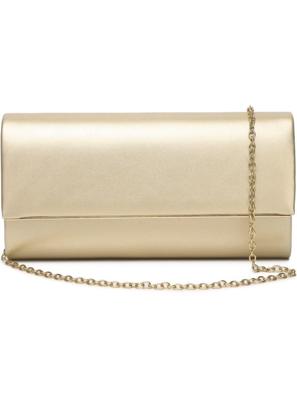 Women's Gold Vegan Leather Clutch Crossbody Wedding Bridal Purse Evening Bag